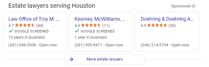 google screened ads for lawyers