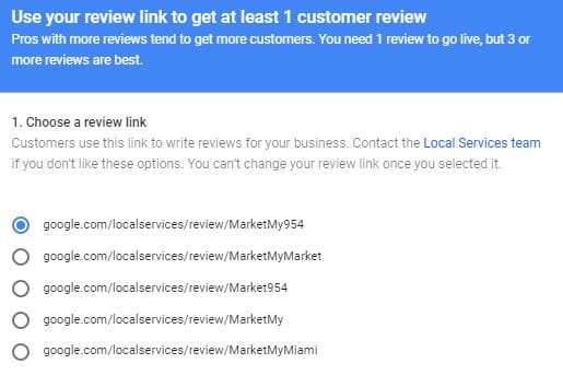 Selecting a review link in Google Screened