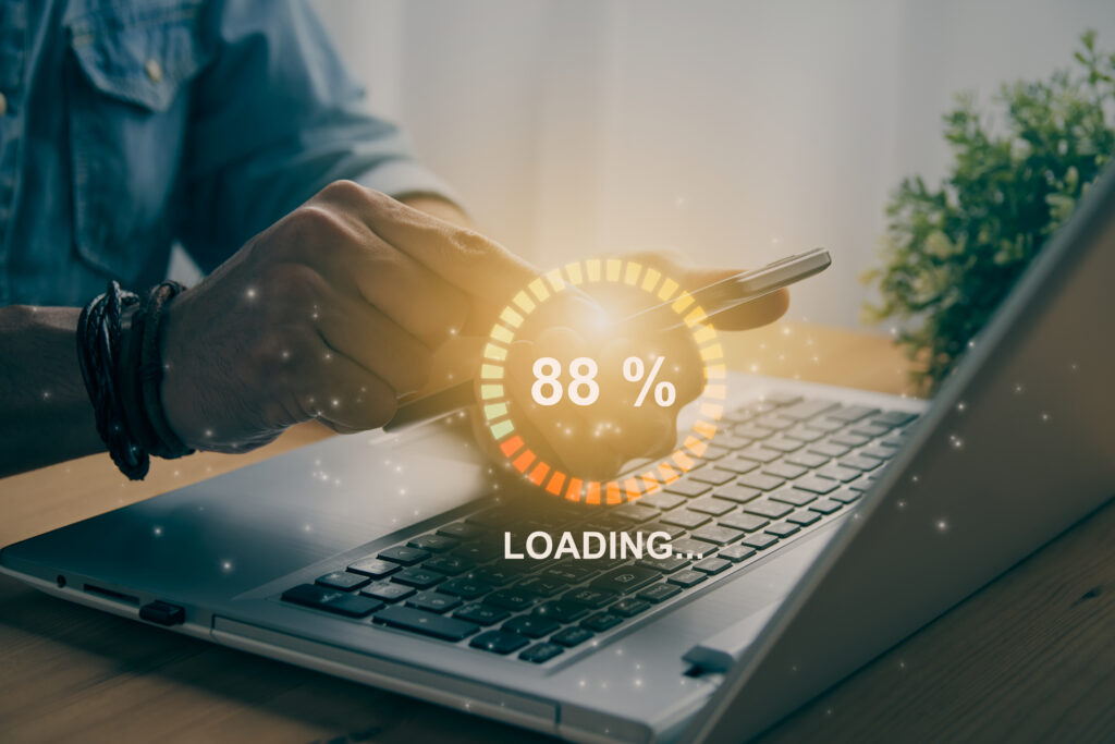 Loading progress on laptop screen