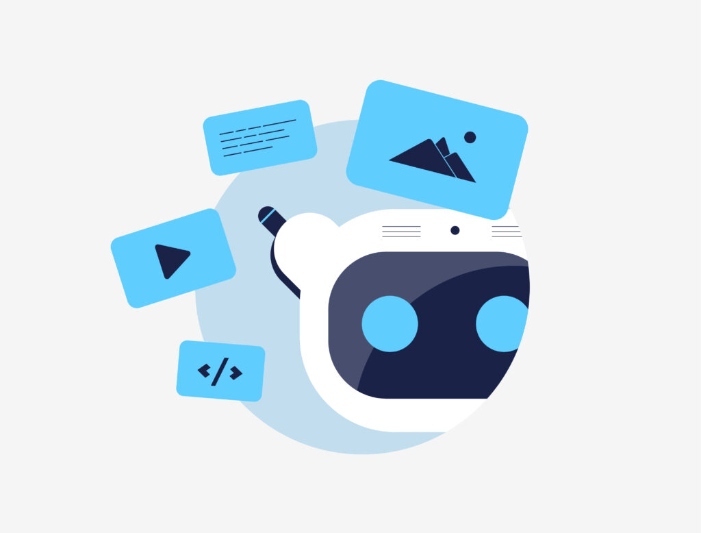 Cartoon robot with digital elements