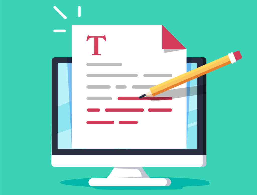 Document editing on computer screen