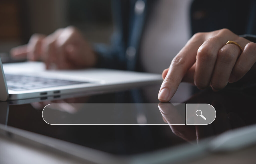 Person searching on a touchscreen device